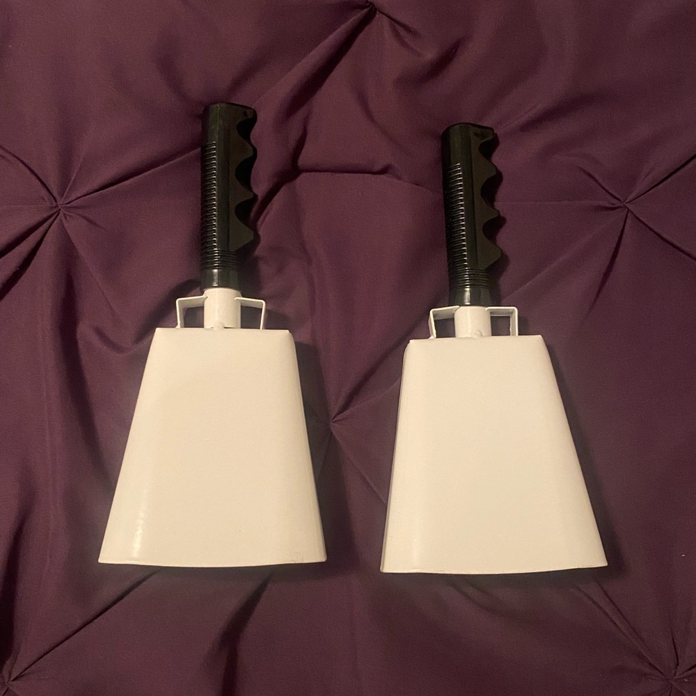 🐮 White Cowbells with Black Handles 🐮